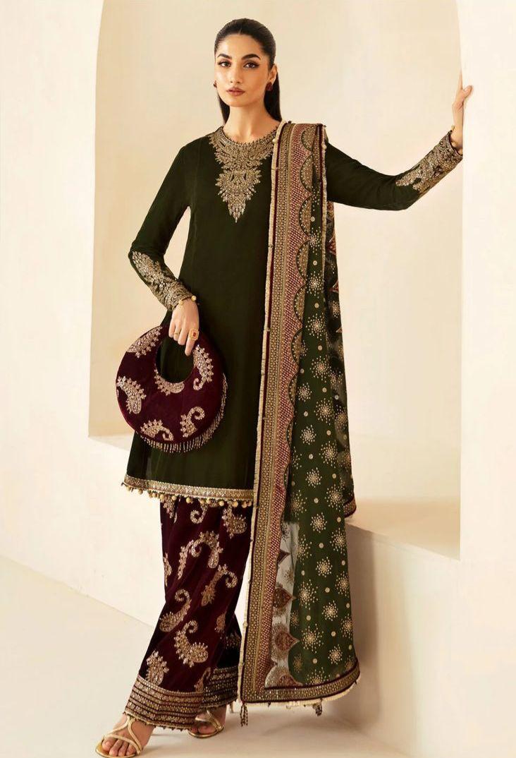 Dhanak embroidered luxury unstitched 3pc suit